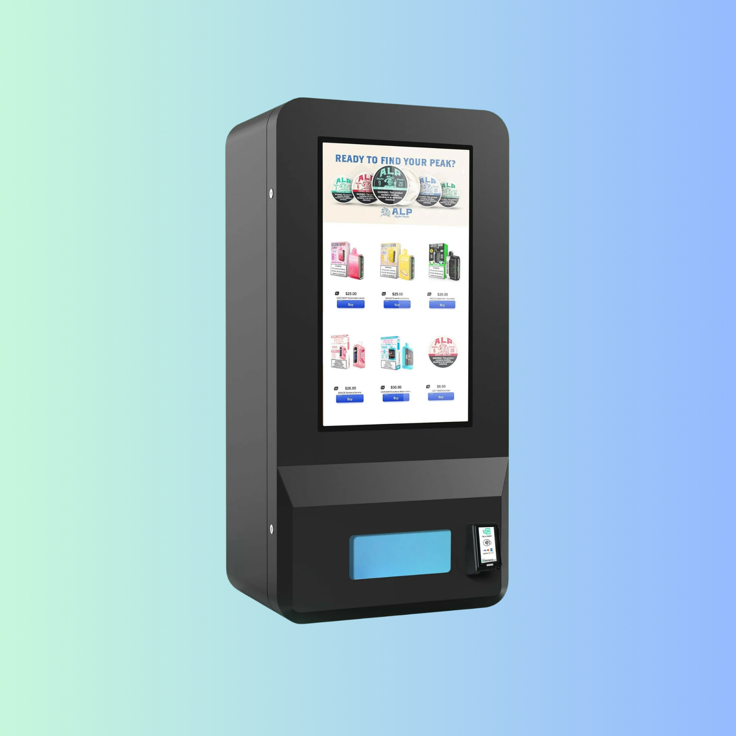 Outdoor Weatherproof Puff Vending Machines - 32" Screen Size Heavy Duty