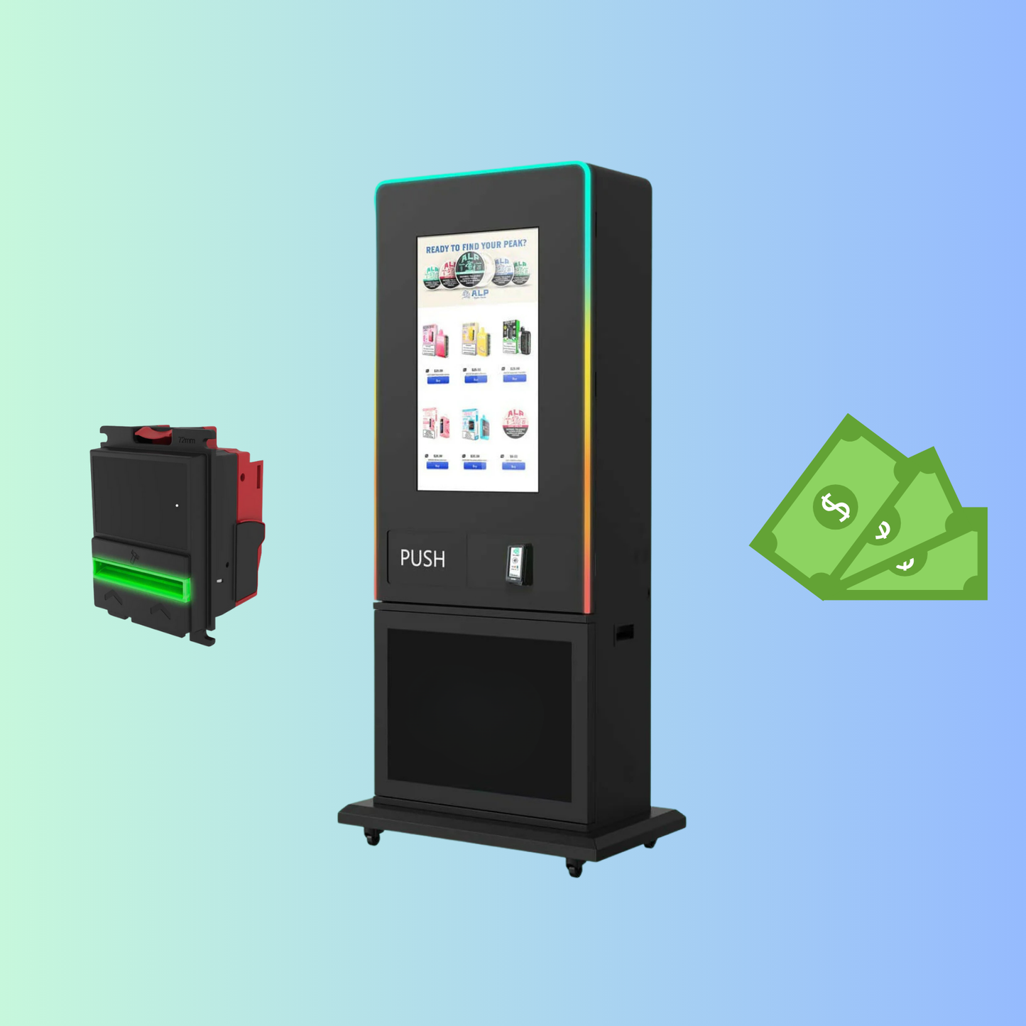 Free Standing Puff Vending Machine - 32" Screen